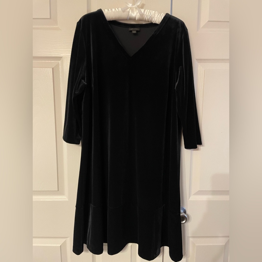 J.jill, Velvet, Dress, Black, Midi Length, 3/4th Sleeves, Holiday, Size XL